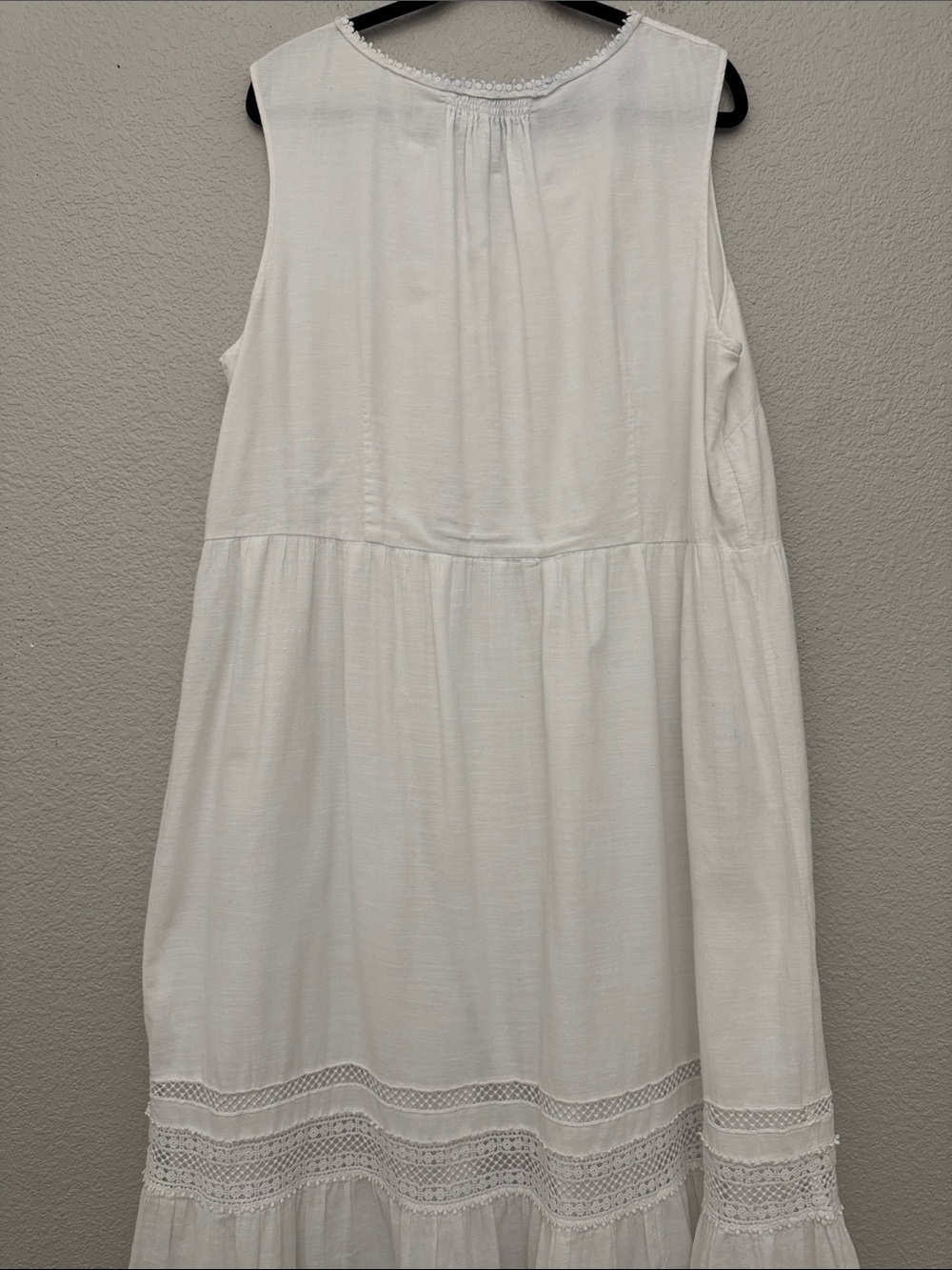 Talbots Woman Maxi Dress White Sleeveless Eyelet Cotton Boho Peasant Size 20W - Picture 7 of 16